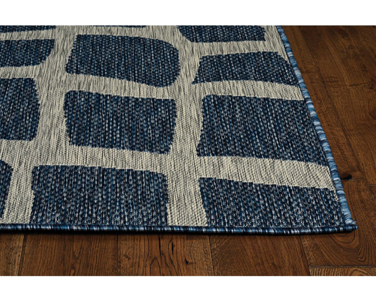 3' X 4' Blue and Gray Abstract Indoor Outdoor Area Rug