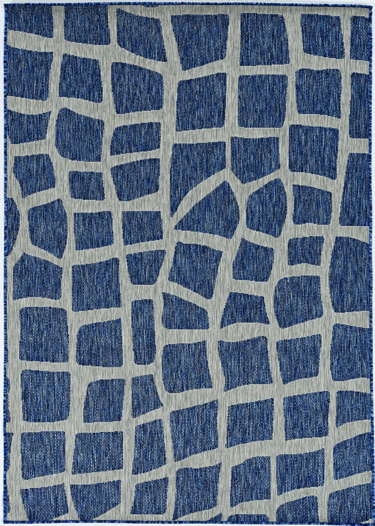 3' X 4' Blue and Gray Abstract Indoor Outdoor Area Rug