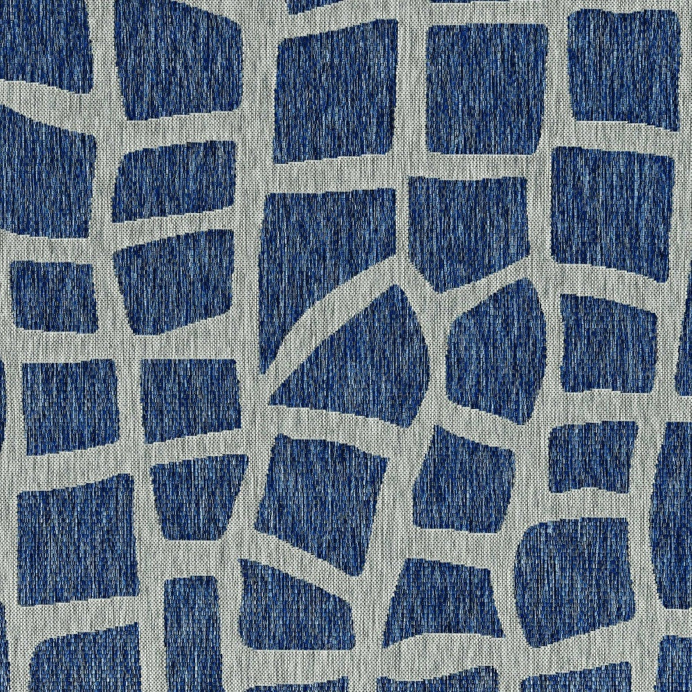 3' X 4' Blue and Gray Abstract Indoor Outdoor Area Rug