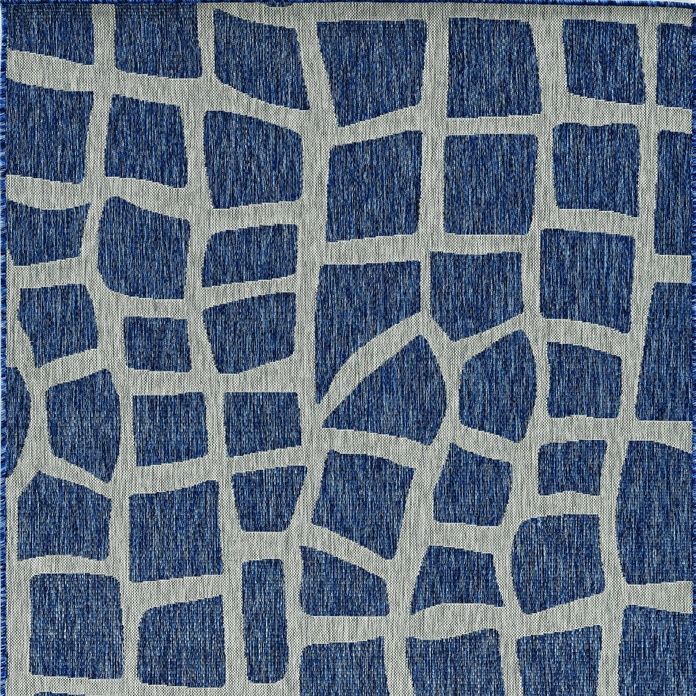 3' X 4' Blue and Gray Abstract Indoor Outdoor Area Rug