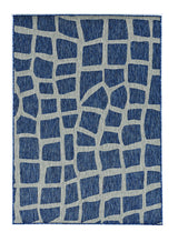 3' X 4' Blue and Gray Abstract Indoor Outdoor Area Rug