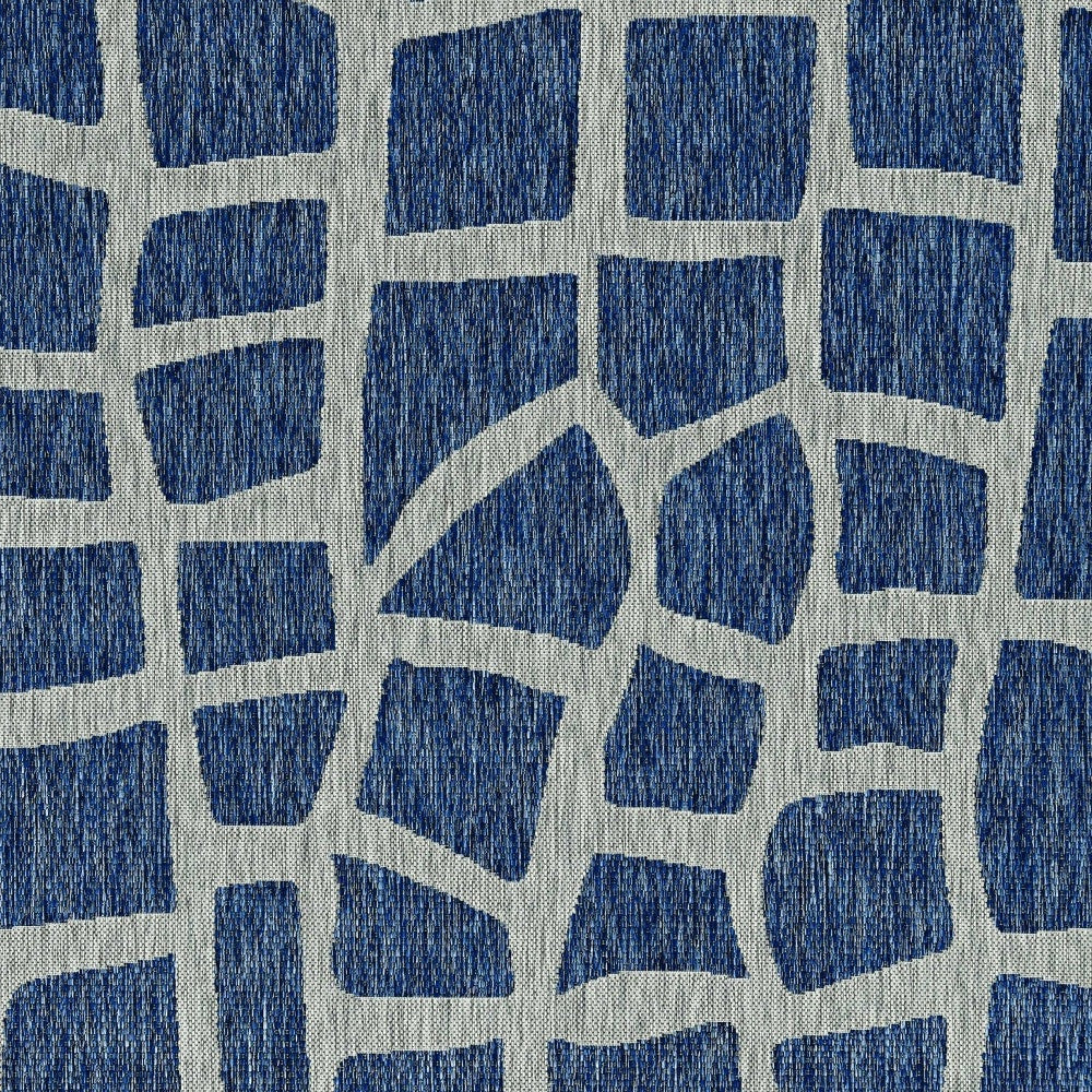 3' X 4' Blue and Gray Abstract Indoor Outdoor Area Rug