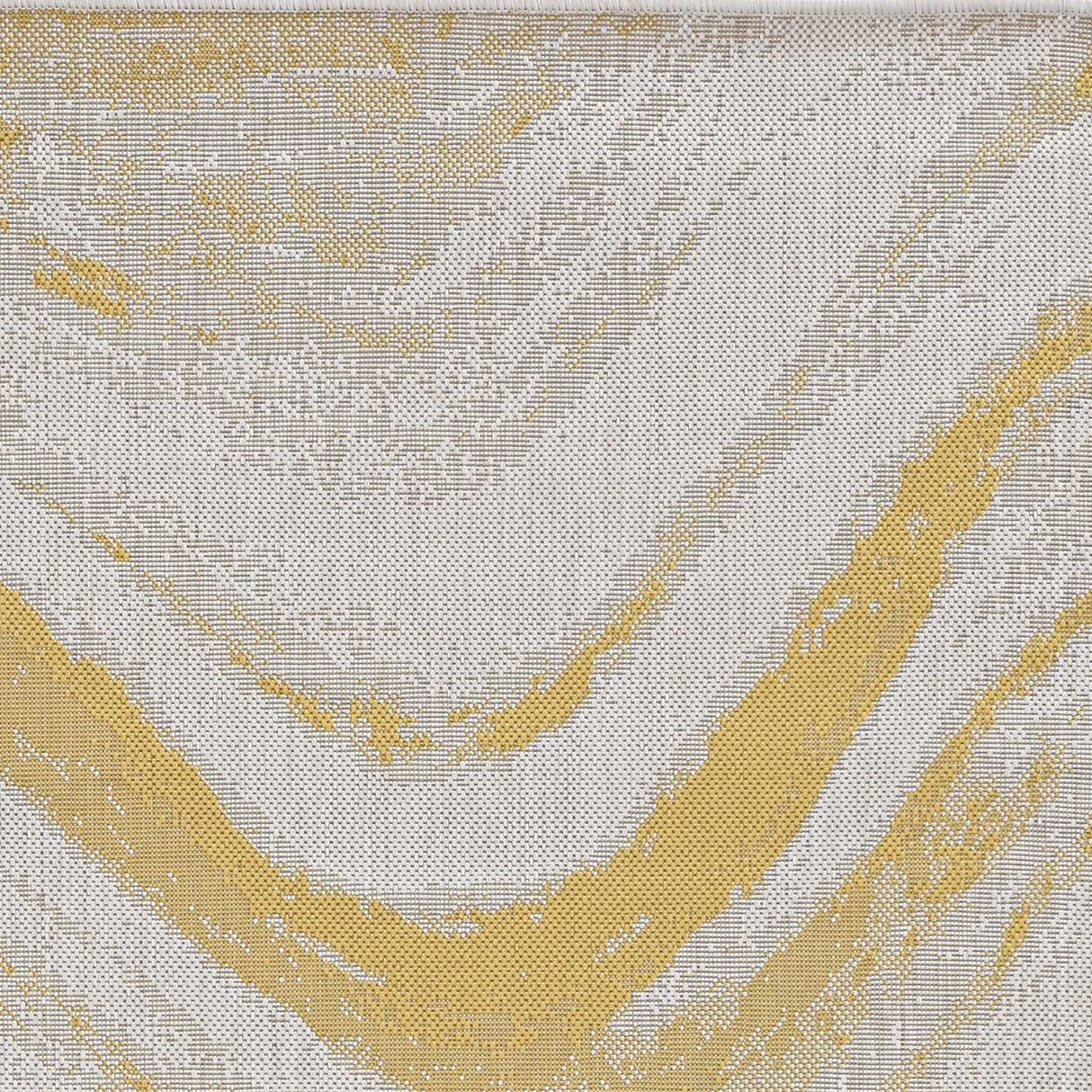 5' X 8' Gold and Ivory Abstract Indoor Outdoor Area Rug