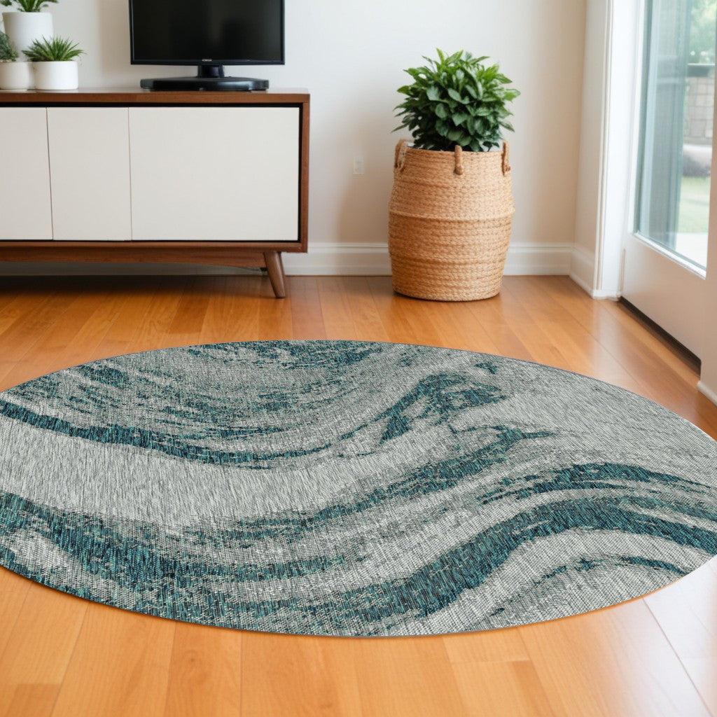 3' X 4' Gray Abstract Indoor Outdoor Area Rug