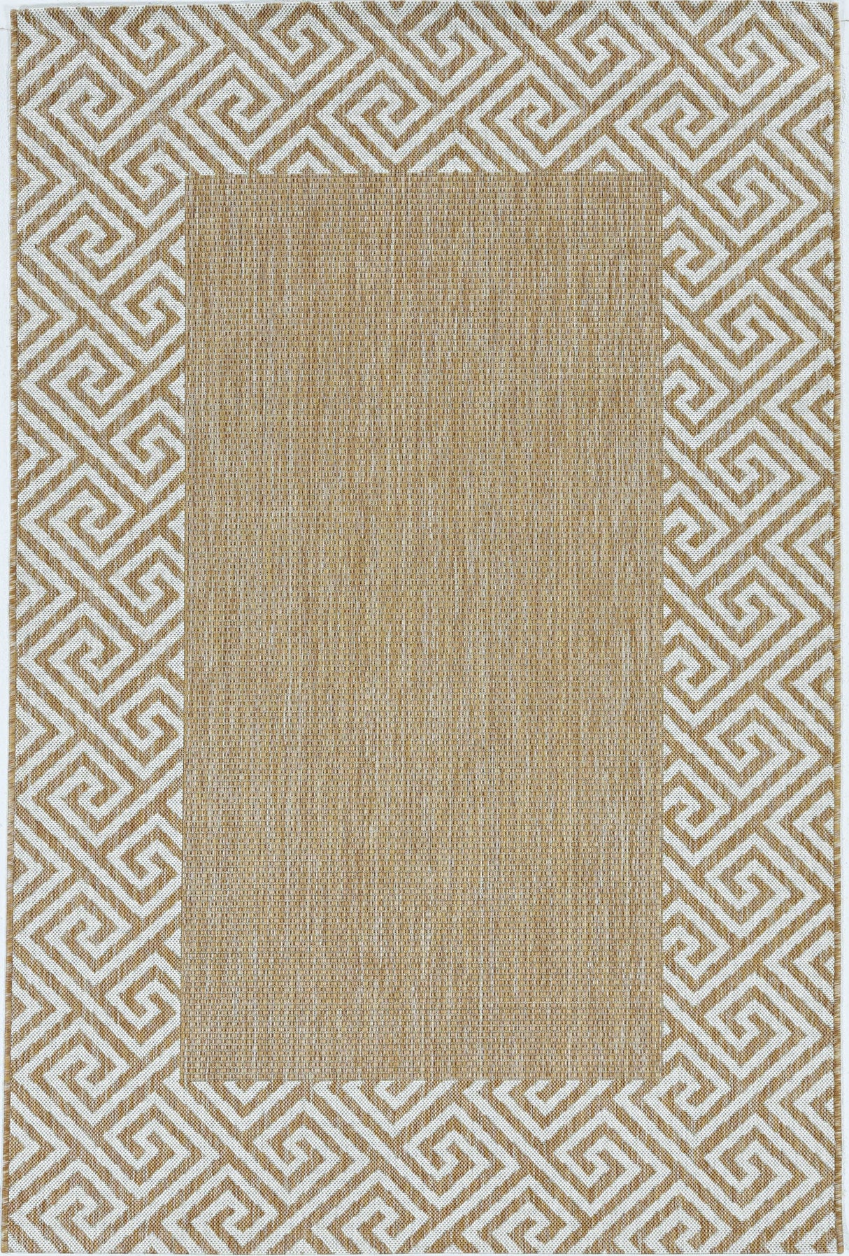 5' X 8' Ivory Geometric Indoor Outdoor Area Rug