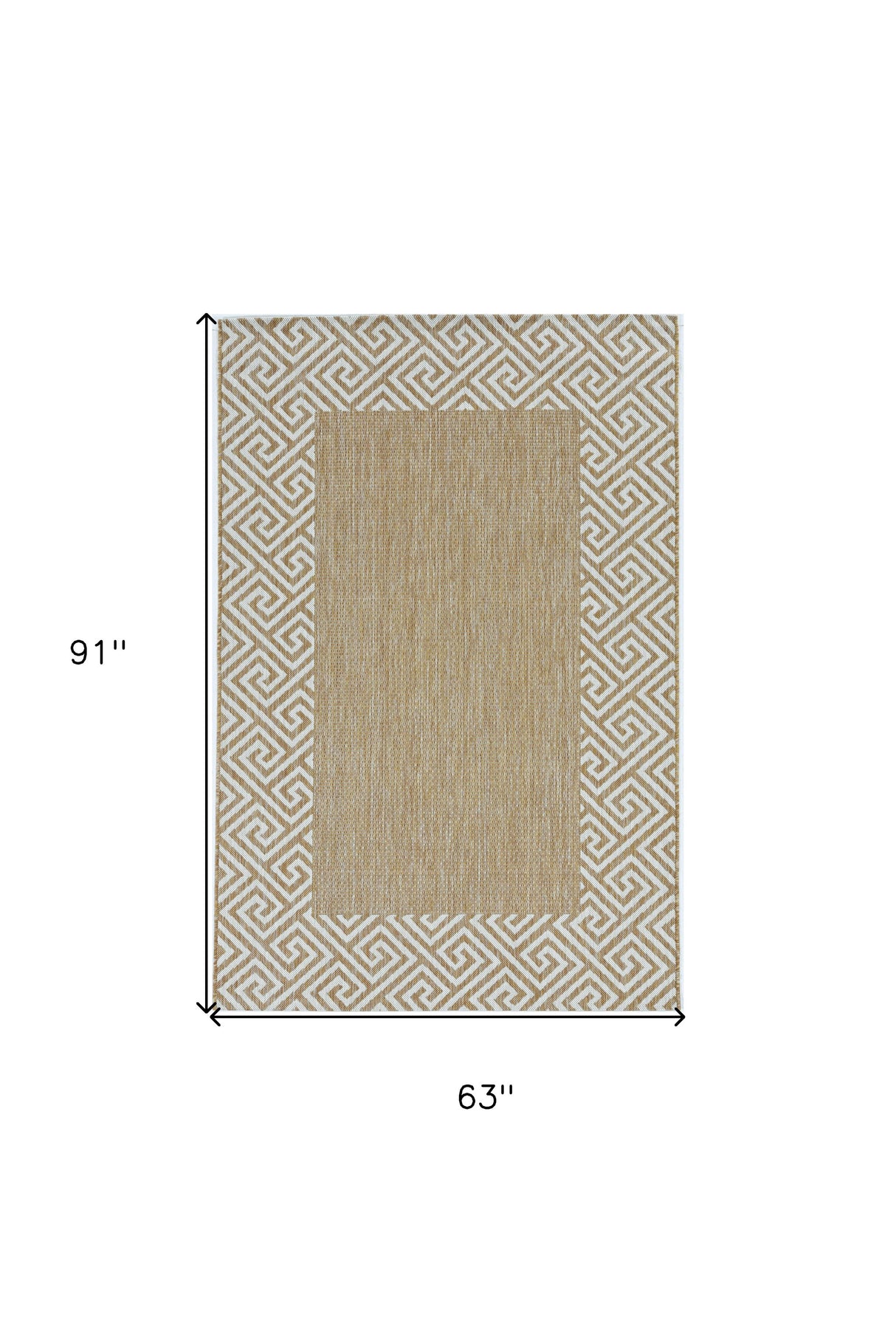 5' X 8' Ivory Geometric Indoor Outdoor Area Rug