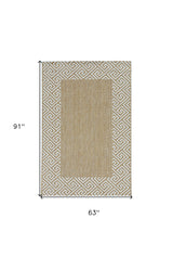 5' X 8' Ivory Geometric Indoor Outdoor Area Rug