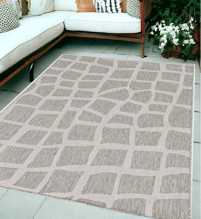 5' X 8' Gray Abstract Indoor Outdoor Area Rug