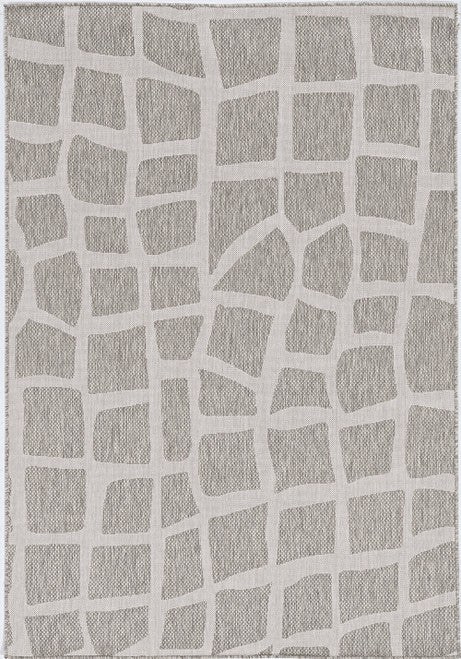 5' X 8' Gray Abstract Indoor Outdoor Area Rug