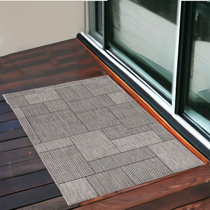 3' X 5' Gray Abstract Indoor Outdoor Area Rug