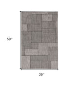 3' X 5' Gray Abstract Indoor Outdoor Area Rug