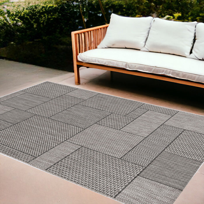 3' X 5' Gray Abstract Indoor Outdoor Area Rug