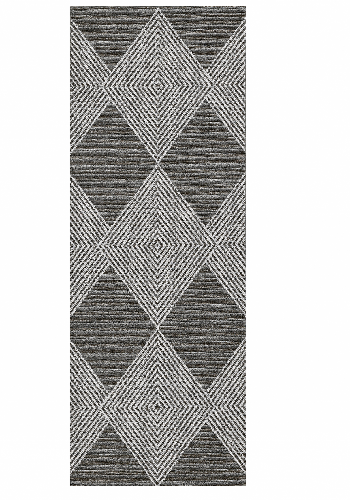 3' X 8' Gray Geometric Indoor Outdoor Area Rug