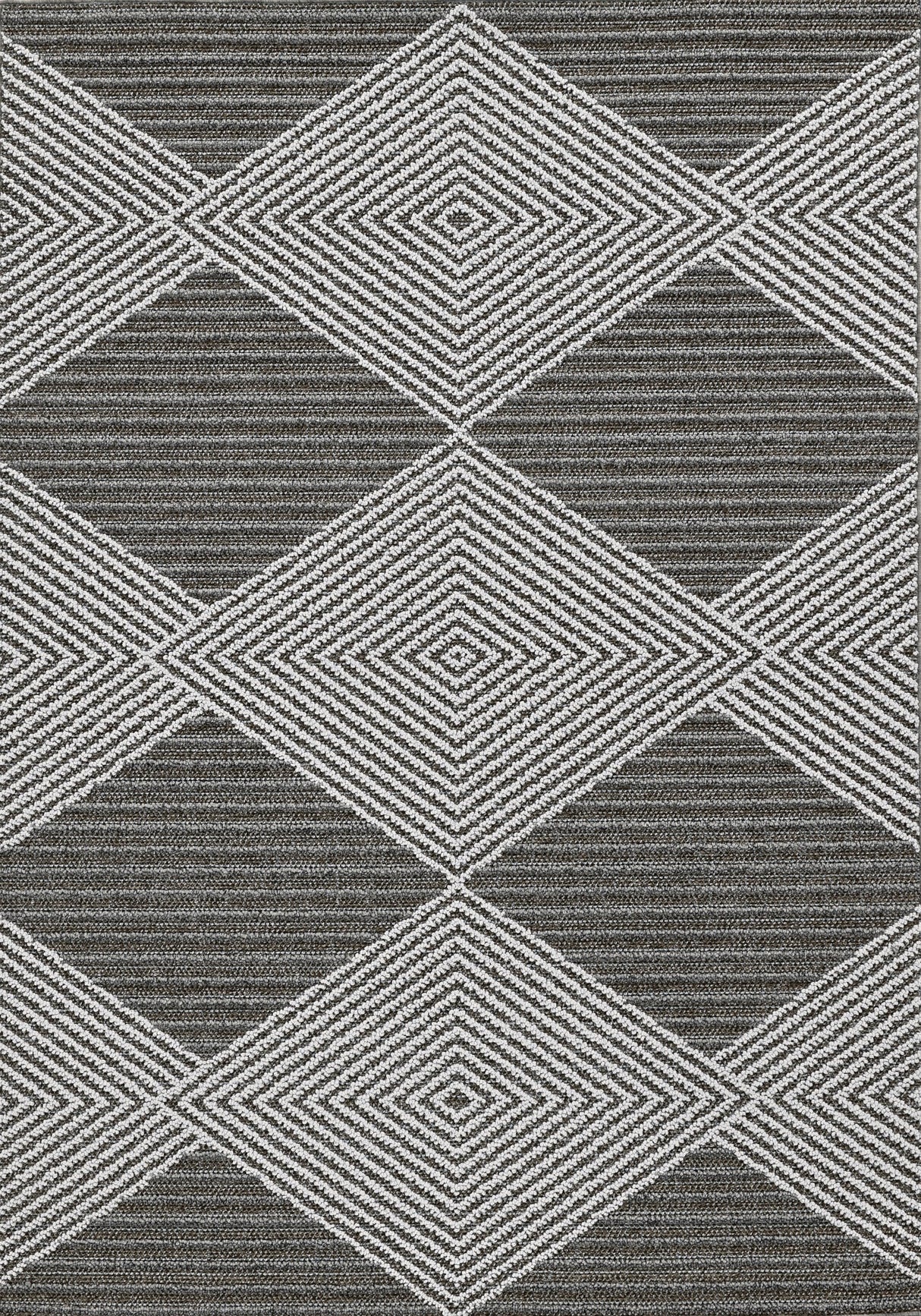 3' X 8' Gray Geometric Indoor Outdoor Area Rug