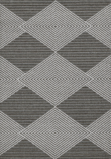 3' X 8' Gray Geometric Indoor Outdoor Area Rug