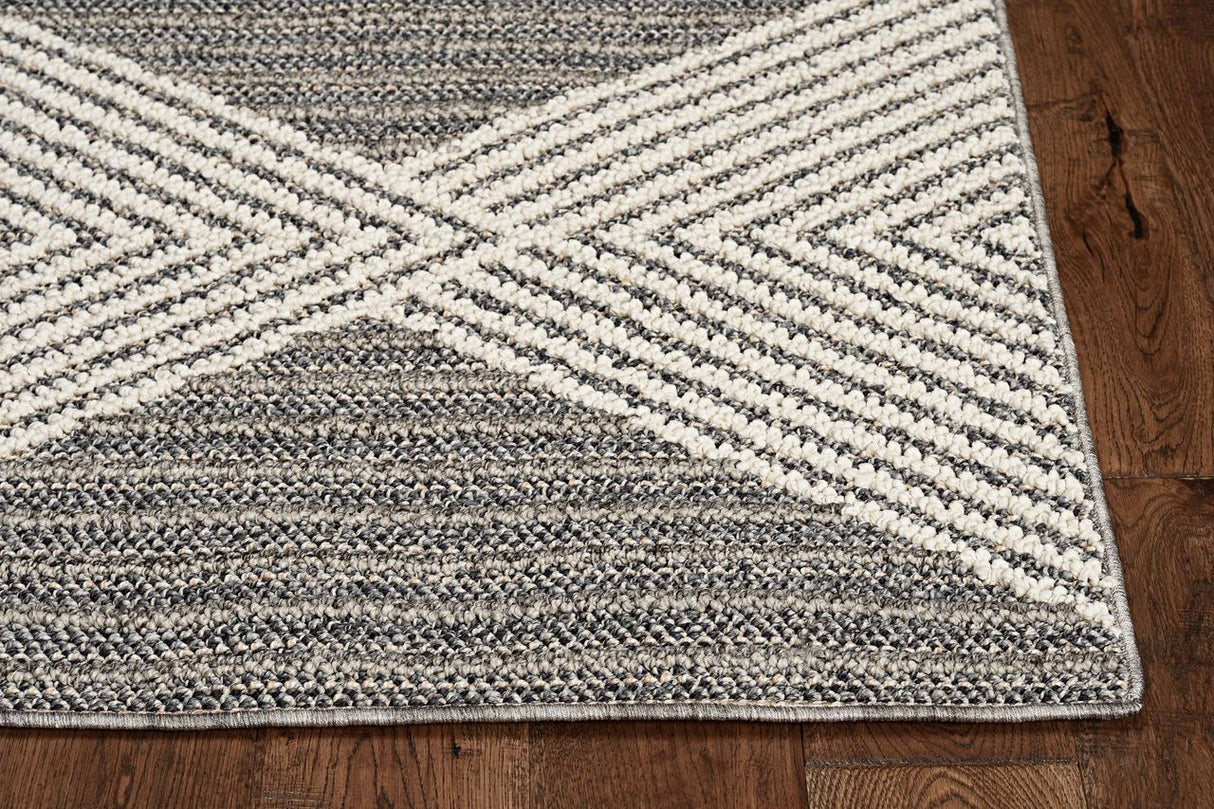 3' X 8' Gray Geometric Indoor Outdoor Area Rug