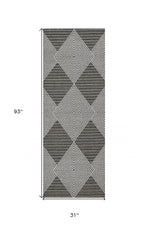 3' X 8' Gray Geometric Indoor Outdoor Area Rug