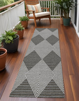 3' X 8' Gray Geometric Indoor Outdoor Area Rug