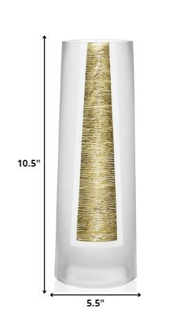 11" Gold Cylinder Lead Free Crystal Table Vase