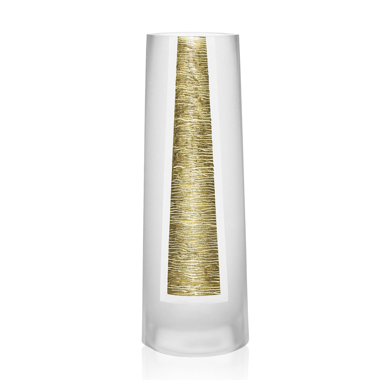 11" Gold Cylinder Lead Free Crystal Table Vase