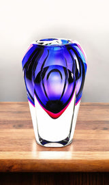 10" Purple Cylinder Crystal Glass Table Vase