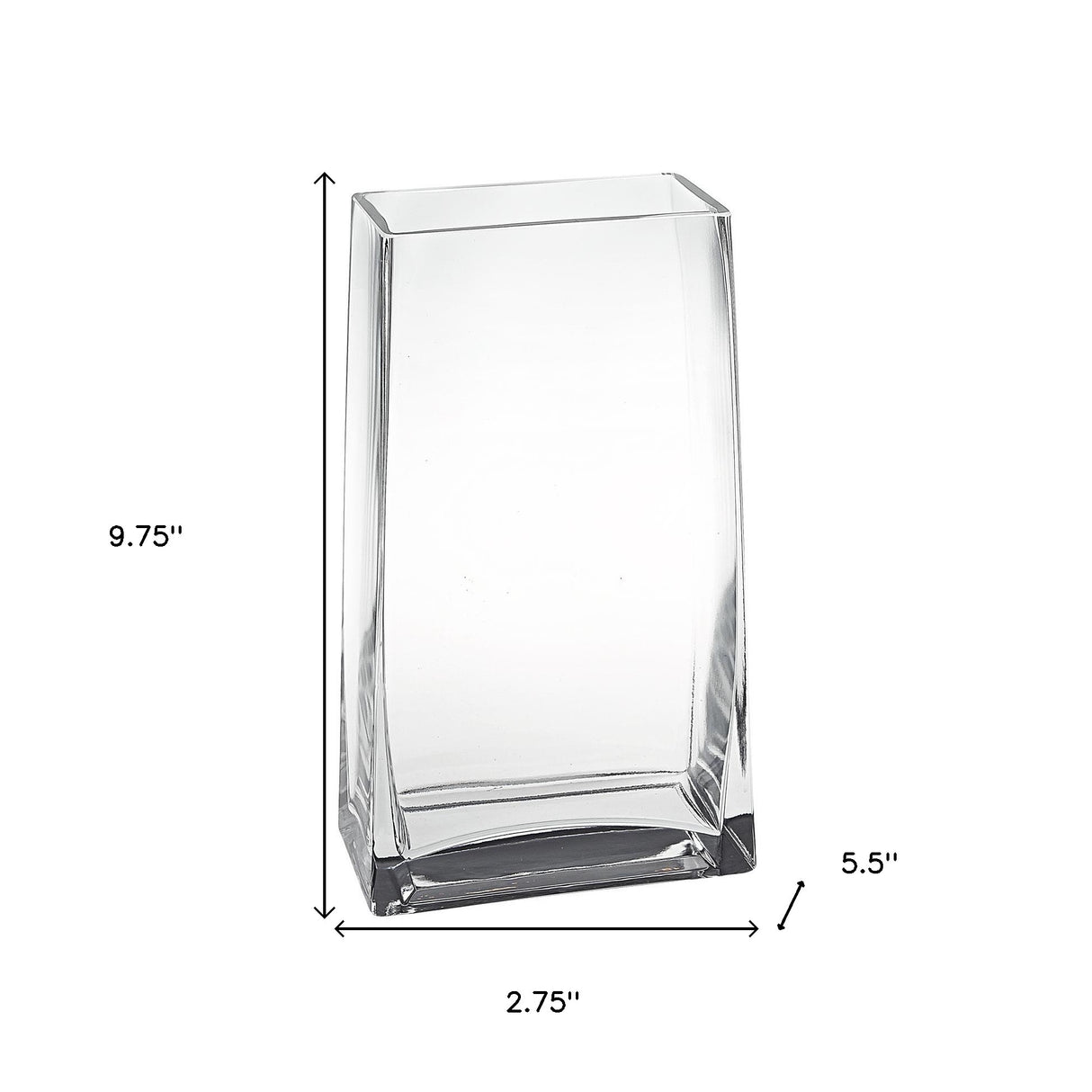 10" Clear Crystal Glass Rectangular Table Vase