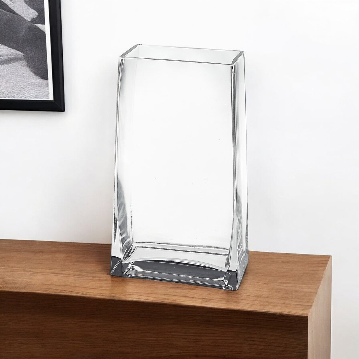 10" Clear Crystal Glass Rectangular Table Vase