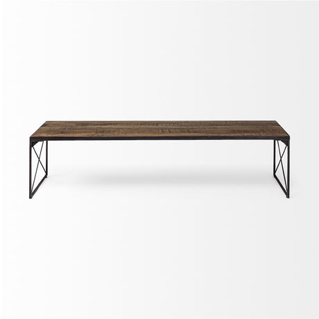 Rectangular Mango Woodmedium Brown Top And Black Iron Base Accent Bench