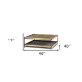 46" Natural And Black Rectangular Coffee Table With Shelf