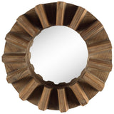 Sprocket 17" Round Walnut Finish Frame Wall Mirror