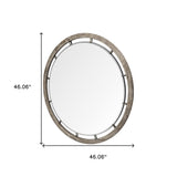 46" Round Brown Wood Frame Wall Mirror