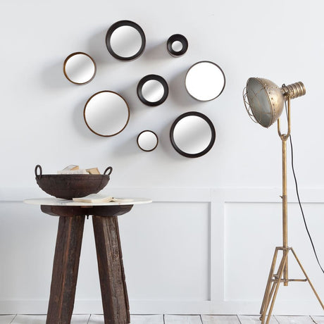 Set Of Eight Brown Metal Wall Mirrors