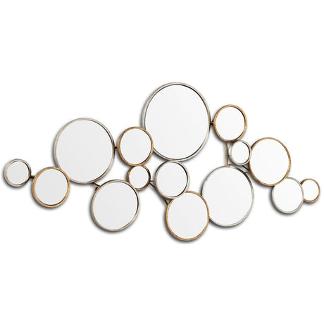 20" Gold and Silver Round Metal Framed Accent Mirror