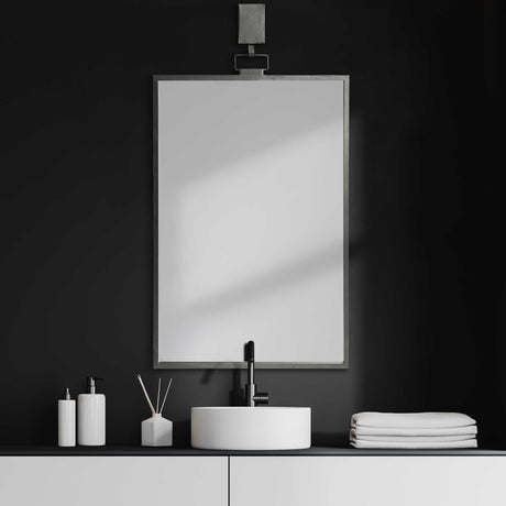 Black Gray Metal Vertical Frame Wall Mirror