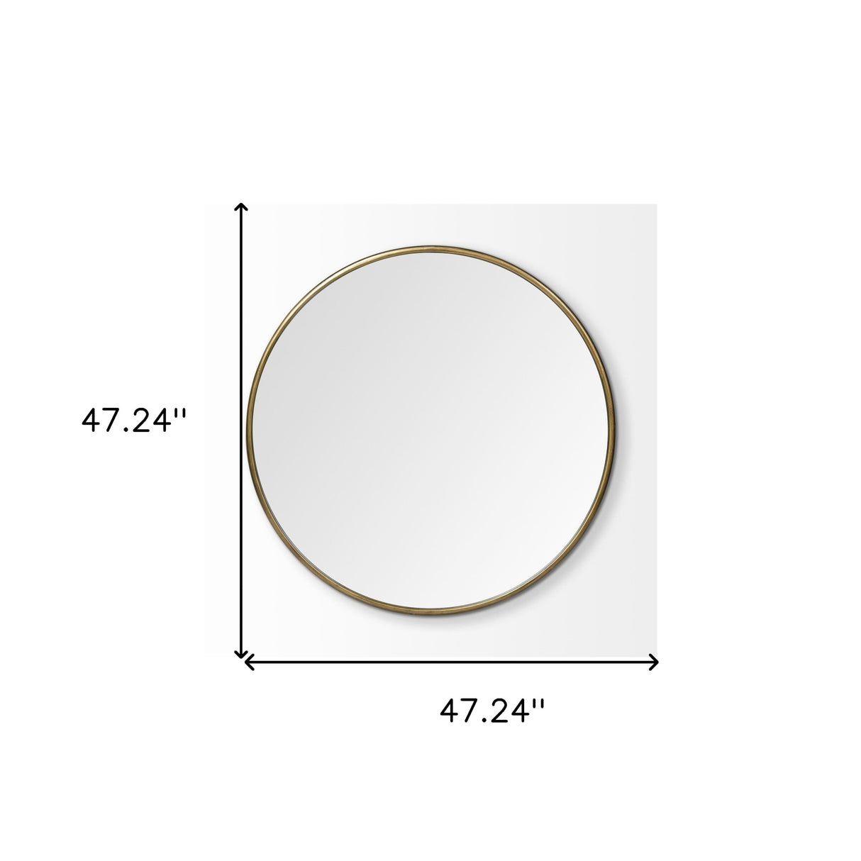 47" Round Gold Metal Frame Wall Mirror