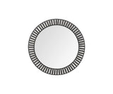 42" Round Black Metal Frame Wall Mirror With Wood Beads