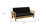 83" Black 100% Cotton And Wood Brown Sleeper Sleeper Sofa