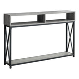 47" Gray and Black Frame Console Table With Shelves