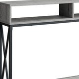 47" Gray and Black Frame Console Table With Shelves