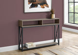 47" Taupe and Black Frame Console Table With Shelves