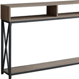 47" Taupe and Black Frame Console Table With Shelves