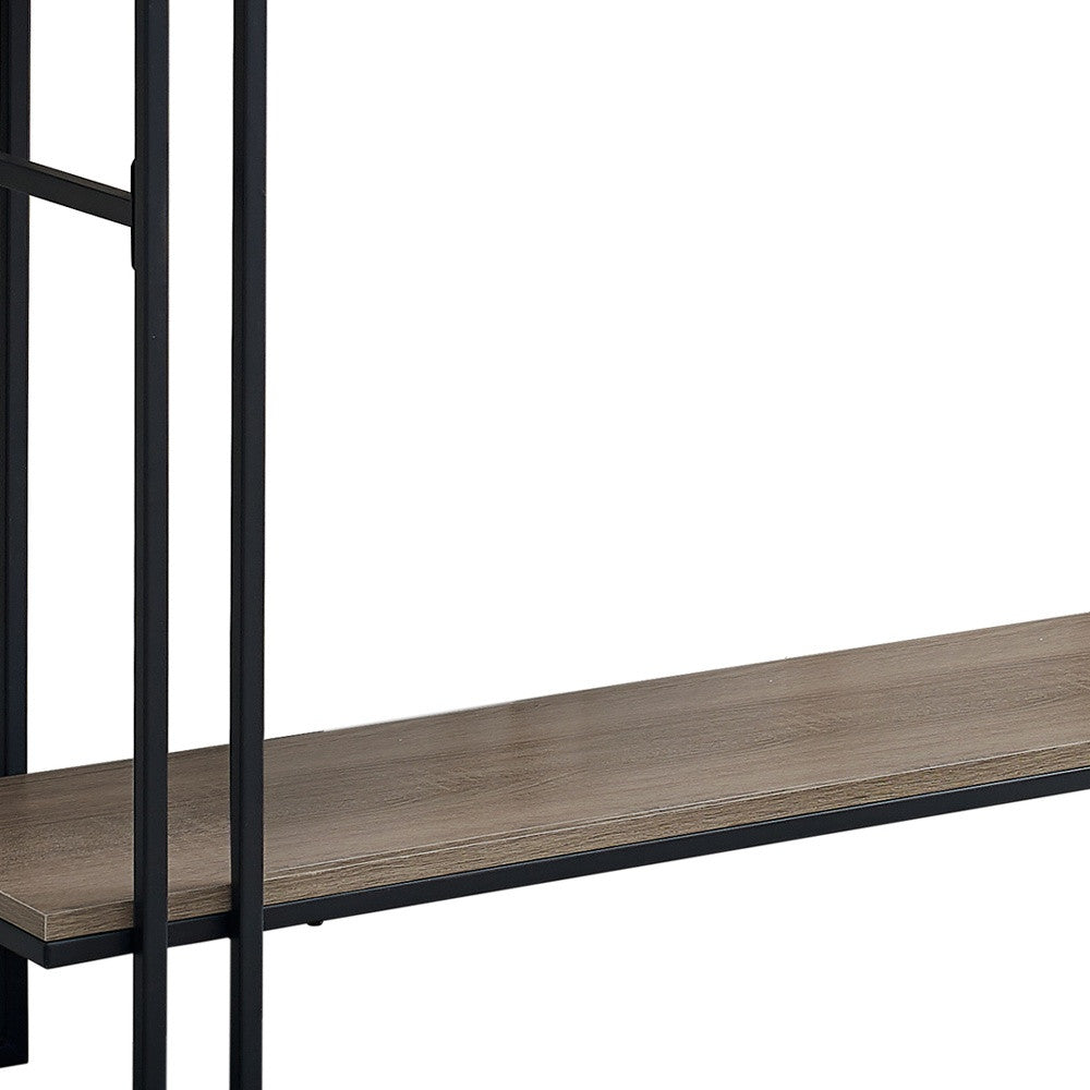 47" Gray and Black Frame Console Table With Shelves