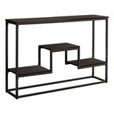 48" Brown and Black Frame Console Table With Shelves