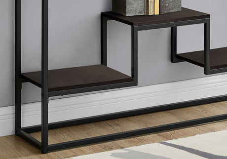 48" Brown and Black Frame Console Table With Shelves