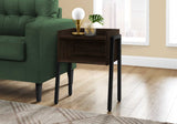 23" Rectangular Espresso Accent Table With Black Metal Legs