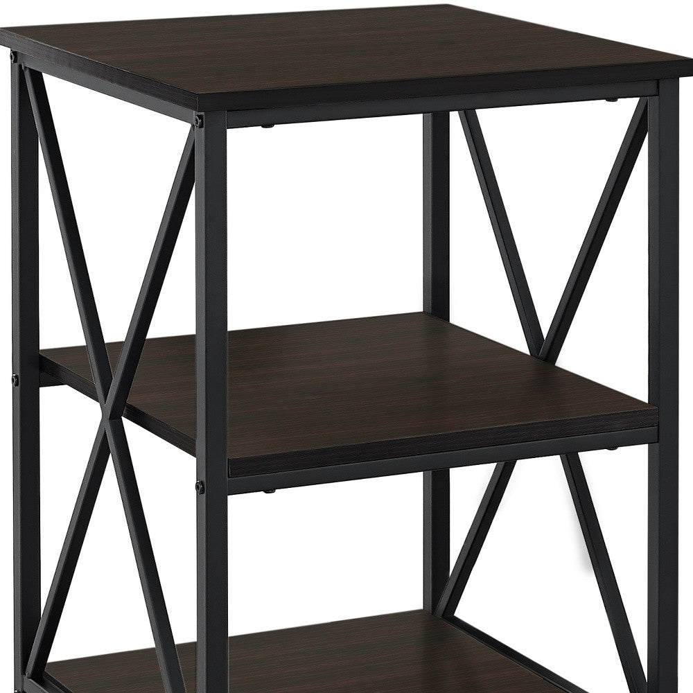 26" Rectangular Espresso Black Metal Accent Table