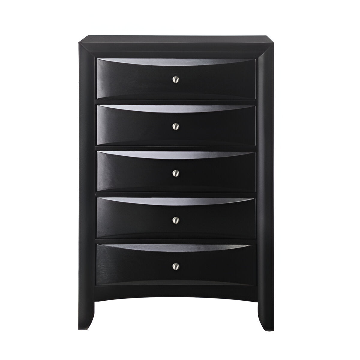 32" Black Solid Wood Five Drawer Standard Chest