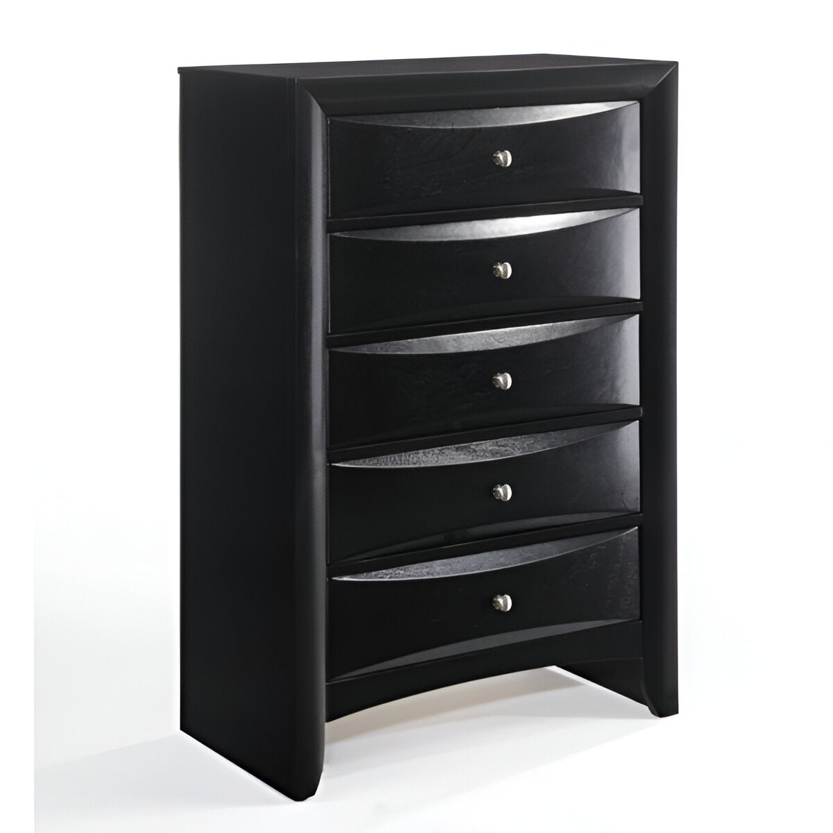 32" Black Solid Wood Five Drawer Standard Chest