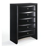 32" Black Solid Wood Five Drawer Standard Chest