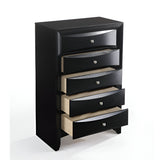 32" Black Solid Wood Five Drawer Standard Chest